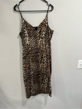 Express Leopard Print Slip Midi Dress - Brown & Black